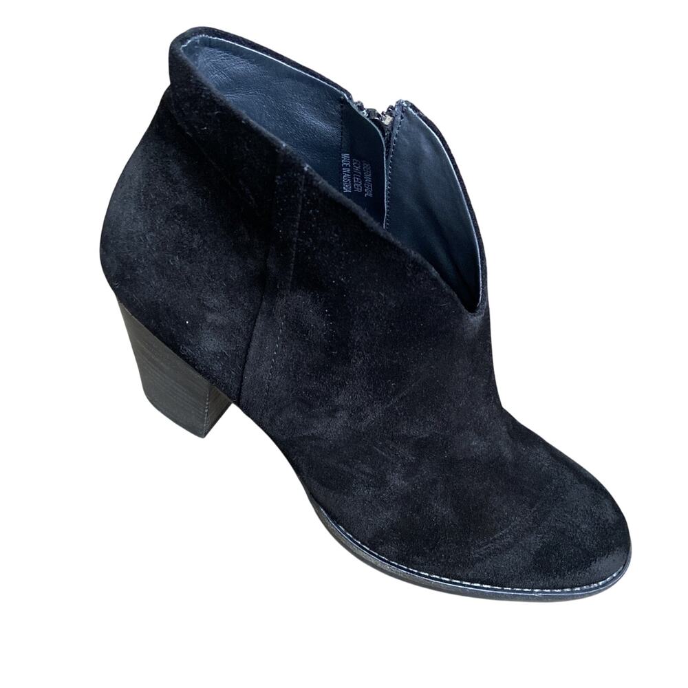 Paul Green Ankle Booties Womens Sz 6.5 Black Suede Zipper 2.5" Heel